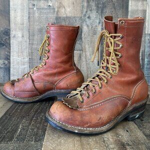 Wesco Jobmaster Logger Plain Toe Work Boots Mens 10.5 D
